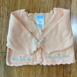 Jacadi baby girl (6M) peach embroidered cardigan